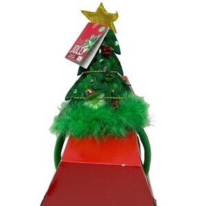 Christmas Tree Light Up Holiday Sequin Headband Novelty Photos Party NWT